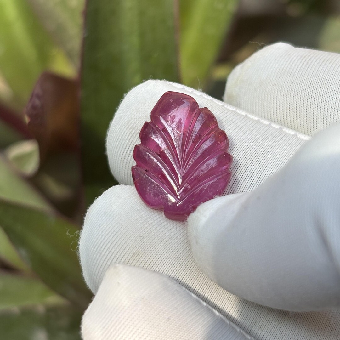 Glass Filled Gemstone - Hand Carved Leaf Shape Corbin - Polished Loose ...