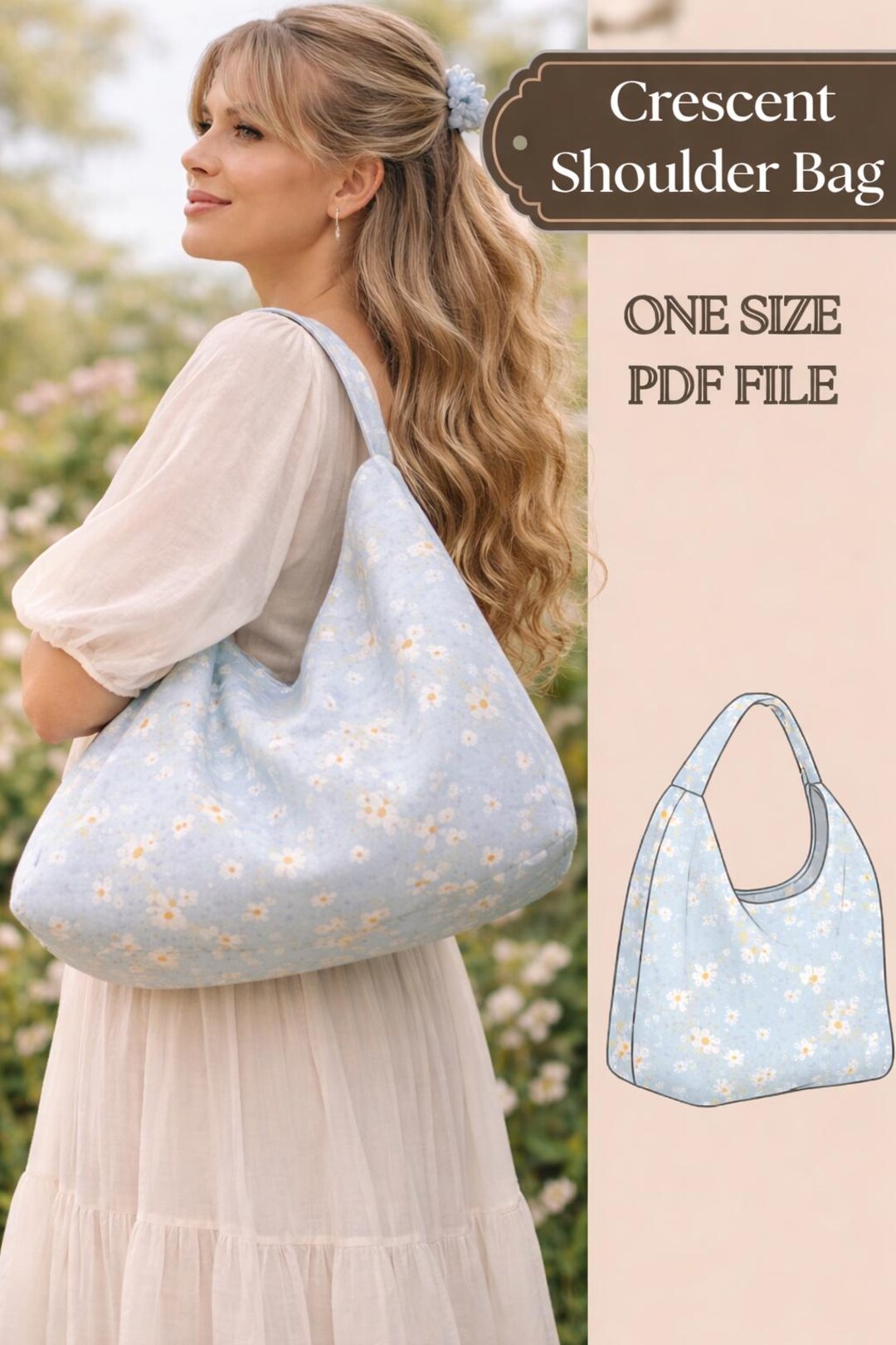 Crescent Shoulder Bag Sewing Pattern Slouchy Hobo Tote PDF - Etsy Australia