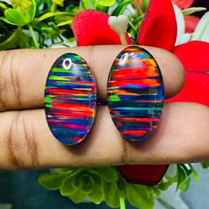 Rainbow Aurora Opal Synthetic Opal Crystal Lab Created Opal Stone Size 25X15 MM Opal Gemstone
