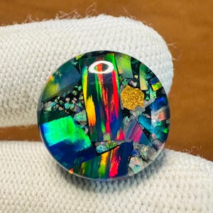 Mosaic Glison Monarch Opal Gemstone Doublet Loose Gemstone Monarch Opal Use For Silver Jewelry Size 19 Mm Round
