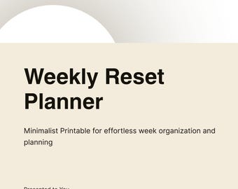 Weekly Reset Planner Printable | Minimalist Weekly Planner | Sunday Reset Checklist | Weekly Planning Pages | Instant Download
