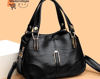 Genuine Leather Shoulder Bag for Women, Crossbody Top Handle Tote, Elegant Everyday Handbag