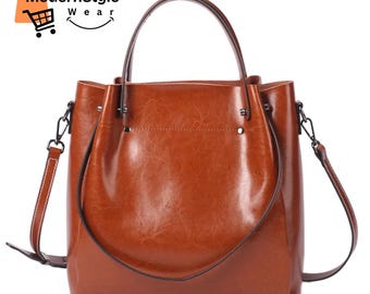Genuine Leather Tote Bag for Women | Large Capacity Shoulder and Crossbody Shopper | Luxury Handbag