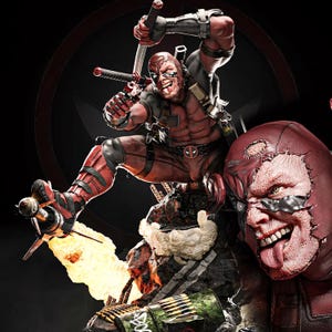 Deadpool 3D STL-statyutskriftsmodellfil