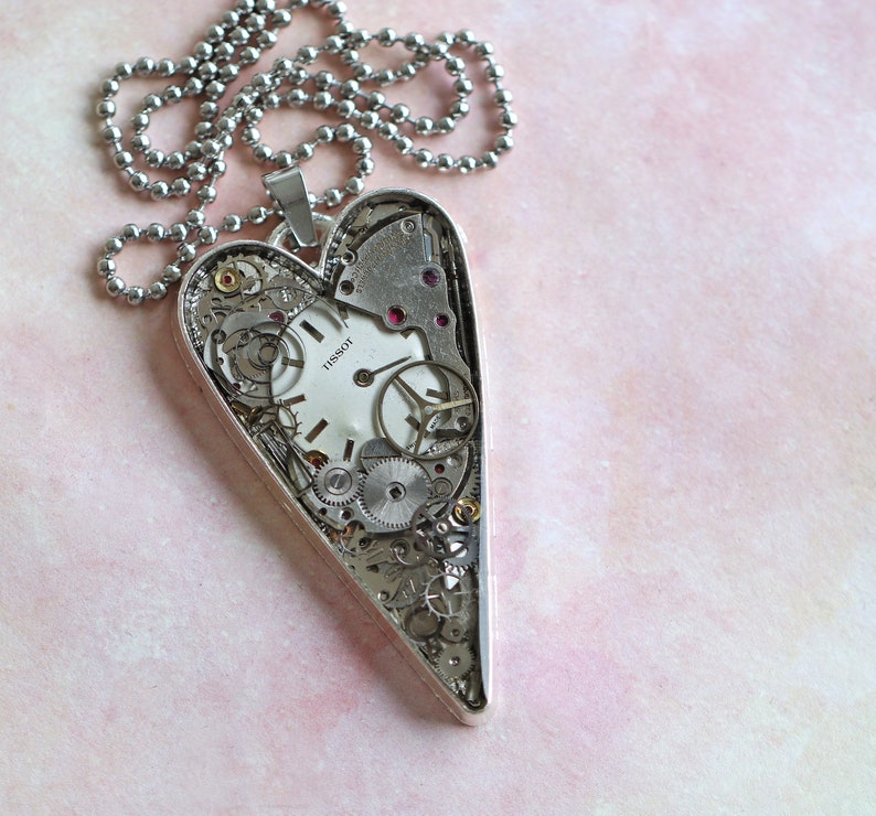 Steampunk heartHeart necklaceSilver heart pendant