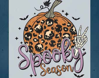 Spooky Season DTF Transfer, Leopard Skull Pumpkin Halloween Ready To Press, Cute Spooky Fall Design Heat Press, Leopard Pumpkin Iron on
