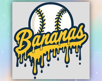 Camiseta de béisbol Bananas DTF Transferencia, Savannah Bananas Baseball Listo para prensar, Bananas Team Baseball Day Heat Press, Mascota del equipo de béisbol DTF