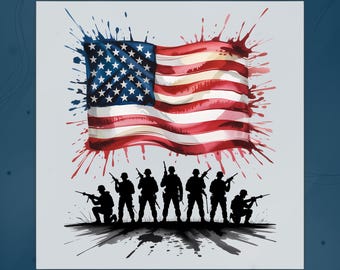 American Flag Soldiers DTF Transfer, USA Flag Military Design Iron on, USA Veteran Patriotic Shirt, America 250th Anniversary Ready To Press