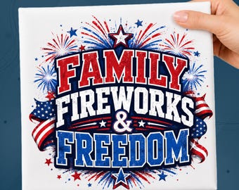Family Fireworks Freedom DTF Transfer, 4th Of July Patriotic Family Shirt Heat Press, American Flag, Family Matching Tee Ready To  Press