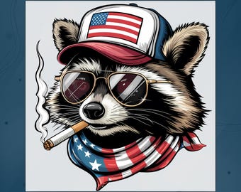 Patriotic Raccoon DTF Transfer, Funny 4th Of July Animal Shirt, American Flag  Raccoon Heat Press, America 250th Anniversary Ready To  Press