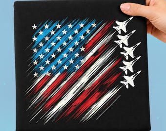 American Flag Fighter Jets Dtf Transfer, USA Air Force 4th Of July Ready To Press, USA Patriotic Jets Heat Press, USA Flag Flag Airshow Dtf