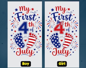 My First 4th Of July DTF Transfer, First Fourth of July Heat Press, Patriotic Boy Girl Baby American Flag Fireworks Ready To  Press