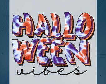 Retro Halloween DTF Transfer, Halloween Vibes Tie Dye Effect, Spooky Season Shirt Design Ready To Press, Halloween Spooky Vibes Heat Press