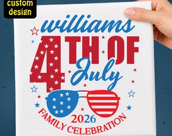America 250 Years Family Celebration 2026 DTF Transfer, Custom Family Name 4th Of July Heat Press, Patriotic Family Shirt Ready To Press