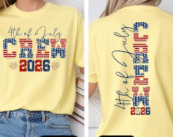4th Of July Crew 2026 DTF Transfer, Patriotic Family Group Matching Shirt Heat Press, Front Or Back Patriotic T-Shirt Ready To  Press