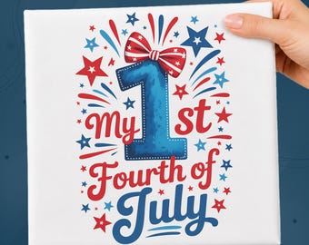 My 1st Fourth Of July DTF Transfer, Baby First 4th Of July Ready To Press, USA 250th Anniversary Heat Press, Baby Girl Patriotic Bow Iron on