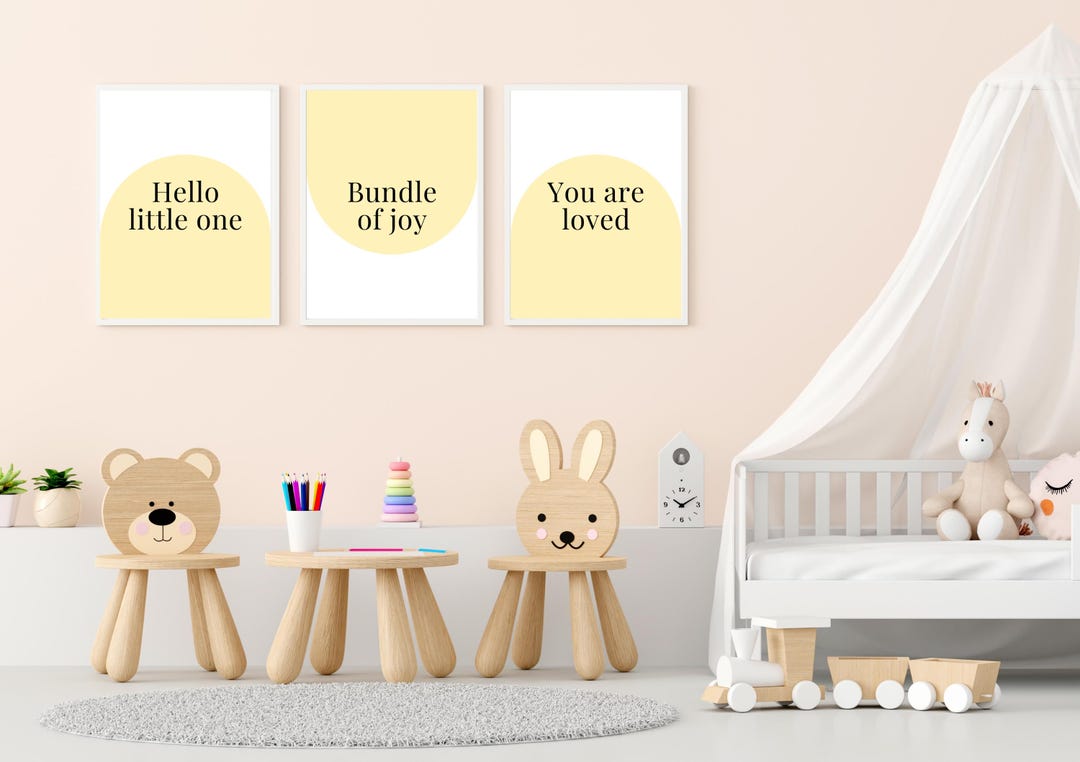 Nursery Wall Art Set of 3 | Printable Nursery Prints | Hello Little One ...