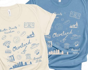 Matching Custom Family Cleveland Vacation Shirt, Personalized Group Gift for Ohio Vacation, Summer Girls Cleveland Graduation Trip Tee