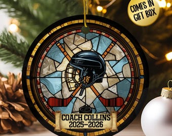 Custom Ice Hockey Coach Gift, Unique Personalized Coaches Ornament, Customizable Thank You Gift from Team