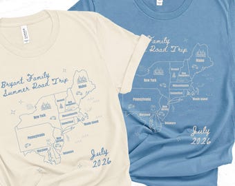 Matching Custom Family Road Trip Shirt, Personalized Group Gift for Summer Vacation Tshirt, Family Road Trip Itinerary Memorabilia