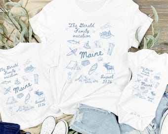 Matching Custom Family Maine Vacation Shirt, Personalized Group Gift for Maine Vacation Tshirt for Group Trip to Kennebunkport Portland