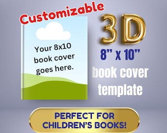 Childrens book authors - 3D book cover mock-up – 8x10 book cover template – pre-made Canva template – INSTANT DOWNLOAD – customizable