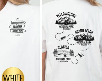 Matching Custom Family Vacation Shirt, Personalized Group Gift for Vacation Itinerary, Tshirt for Group Reunion Trip to National Parks
