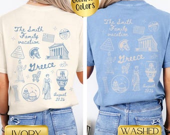 Matching Family Gift for Greece Vacation Shirt, Family Gift for Travel to Athens, Personalized Greek Family Trip Custom Group Comfort Colors