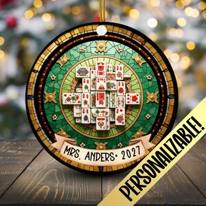 Mahjong Christmas Ornament Gift, Unique Holiday Decoration, Secret Santa Stocking Stuffer, Teacher Appreciation, Mahjong Tiles Game Player image 3