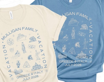 Matching Custom Family European Vacation Shirt, Personalized Group Gift for Greece and Italy Vacation, Summer Girls Europe Trip Tee