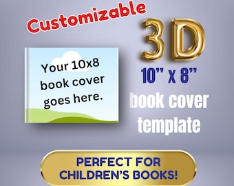 Childrens book authors - 3D book cover mock-up – 10x8 book cover template – pre-made Canva template – INSTANT DOWNLOAD – customizable