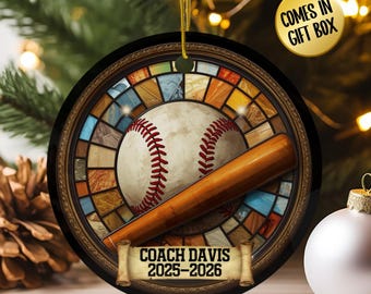 Custom Baseball Coach Gift, Unique Personalized Coaches Ornament, Customizable Thank You Gift from Team