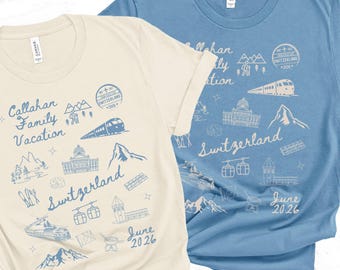 Matching Custom Family Switzerland Vacation Shirt, Personalized Group Gift for Girls Geneva Vacation, Zurich Family Reunion Trip