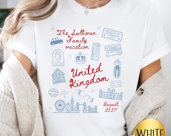 Matching Custom Family United Kingdom Vacation Shirt, Personalized Group Gift for England Vacation, Tshirt for Girls Trip to Great Britain