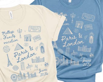 Matching Custom Family European Vacation Shirt, Personalized Group Gift for London and Paris Vacation, Summer Girls Europe Trip Tee