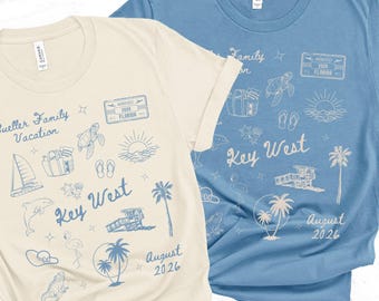Matching Custom Family Key West Vacation Shirt, Personalized Group Gift for Florida Vacation Tshirt for Girls Trip to Key West