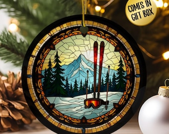 Skiing Christmas Ornament Gift, Unique Ski Holiday Decoration, Secret Santa Stocking Stuffer, Teacher Appreciation, Skier Ski Vacation