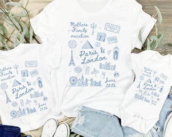 Matching Custom Family European Vacation Shirt, Personalized Group Gift for London and Paris Vacation, Summer Girls Europe Trip Tee