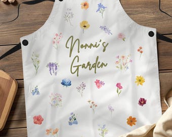 Customized Apron, Garden Apron, Gardener Gift, Personalized Apron Gift For Her, Grandma Gift for Grandpa, Flower Lover Custom Christmas Gift