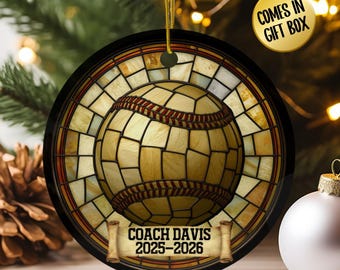 Custom Baseball Coach Gift, Unique Personalized Sports Ornament, Customizable Thank You Gift from Baseball Team