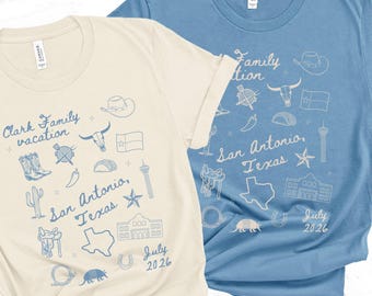 Matching Custom Family San Antonio Vacation Shirt, Personalized Group Gift for Texas Vacation Tshirt for Group Trip to San Antonio Gift