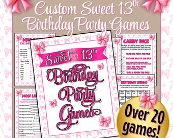 13th Birthday Party Games for Her, Custom Pink Bow Coquette Digital Birthday Games for Teen Girls, Personalized Pink Preppy Party Games