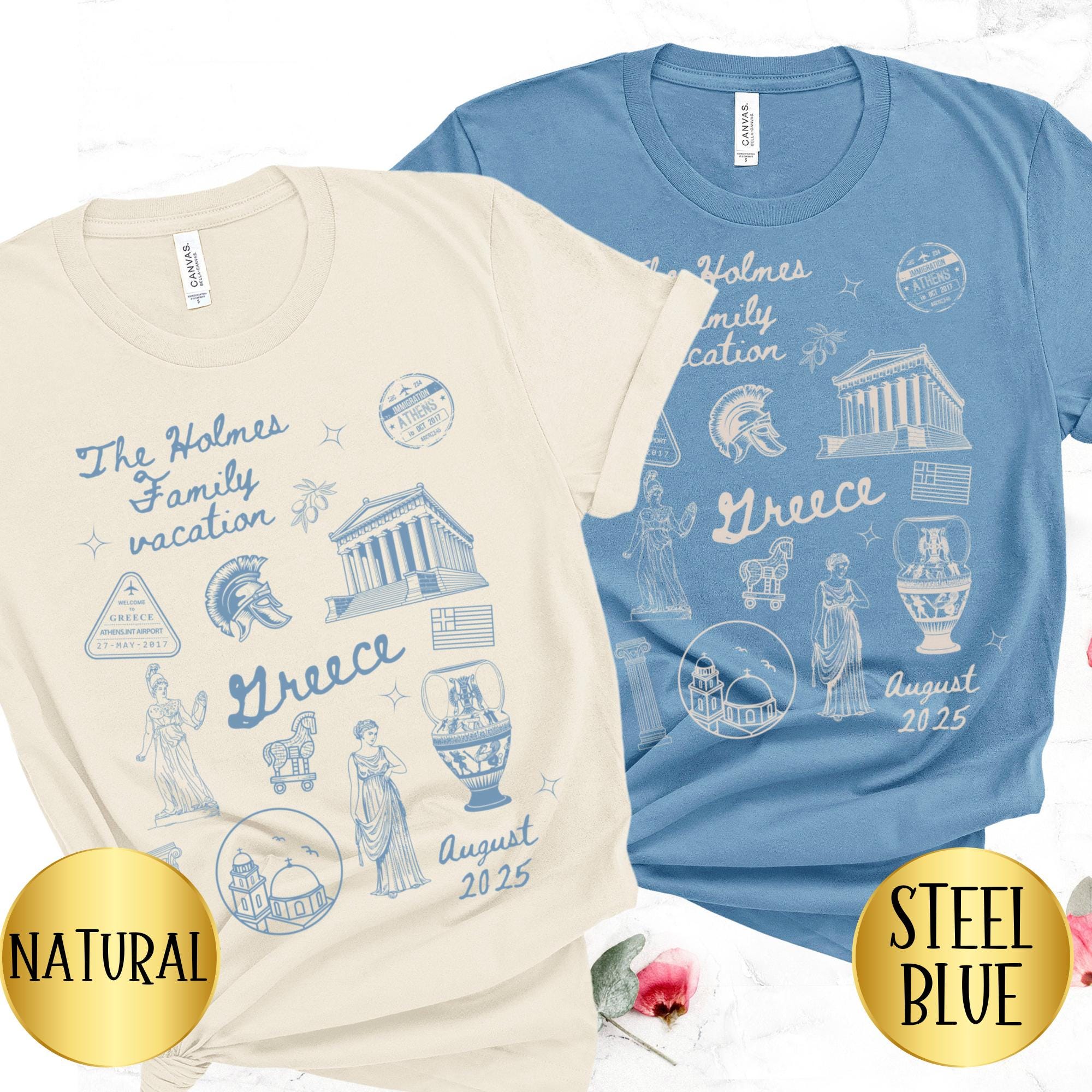 Matching Family Greece Vacation Shirt, Family Gift for Travel to Athens, Personalized Greek Family Trip Custom Gift for Group Trip to Greece