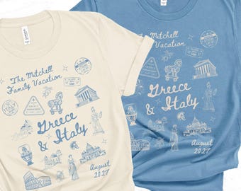 Matching Custom Family European Vacation Shirt, Personalized Group Gift for Greece and Italy Vacation, Summer Girls Europe Trip Tee