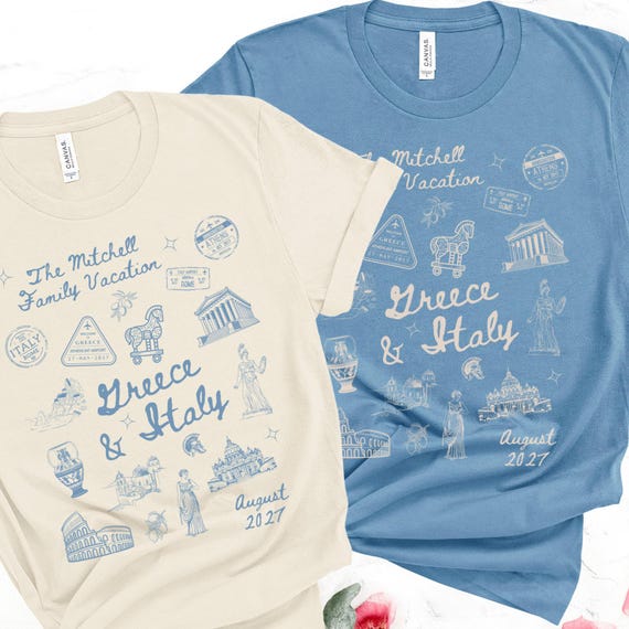Matching Custom Family European Vacation Shirt, Personalized Group Gift for Greece and Italy Vacation, Summer Girls Europe Trip Tee