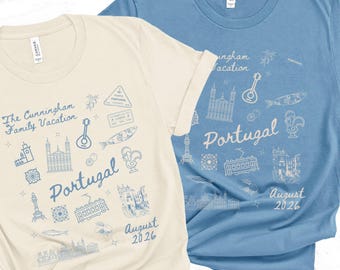 Matching Custom Family Portugal Vacation Shirt, Personalized Group Gift for Lisbon Vacation, Summer Girls Portuguese Trip T-Shirt