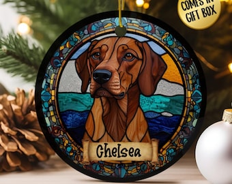 Custom Dog Ornament Gift for Dog Lover, Coonhound Vizsla Weimaraner Rhodesian Ridgeback, Unique Animal Decor, Secret Santa Stocking Stuffer