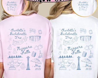 Matching Bachelorette Trip Shirts, Custom Bach Party Tshirts, Niagara Falls Bridal Shower, Personalized Bachelorette Destination Gifts