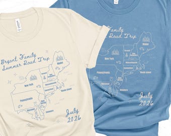 Matching Custom Family Road Trip Vacation Shirt, Personalized Group Gift for Road Trip, Girls Trip Tshirt, Customizable Cross Country Tee