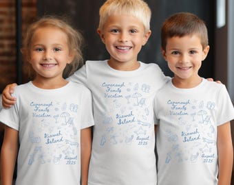 Matching Youth Kiawah Island Family Vacation Shirt, Custom Toddler Tee, Personalized Youth Tee for Beach Trip, Custom Group Baby Bodysuit